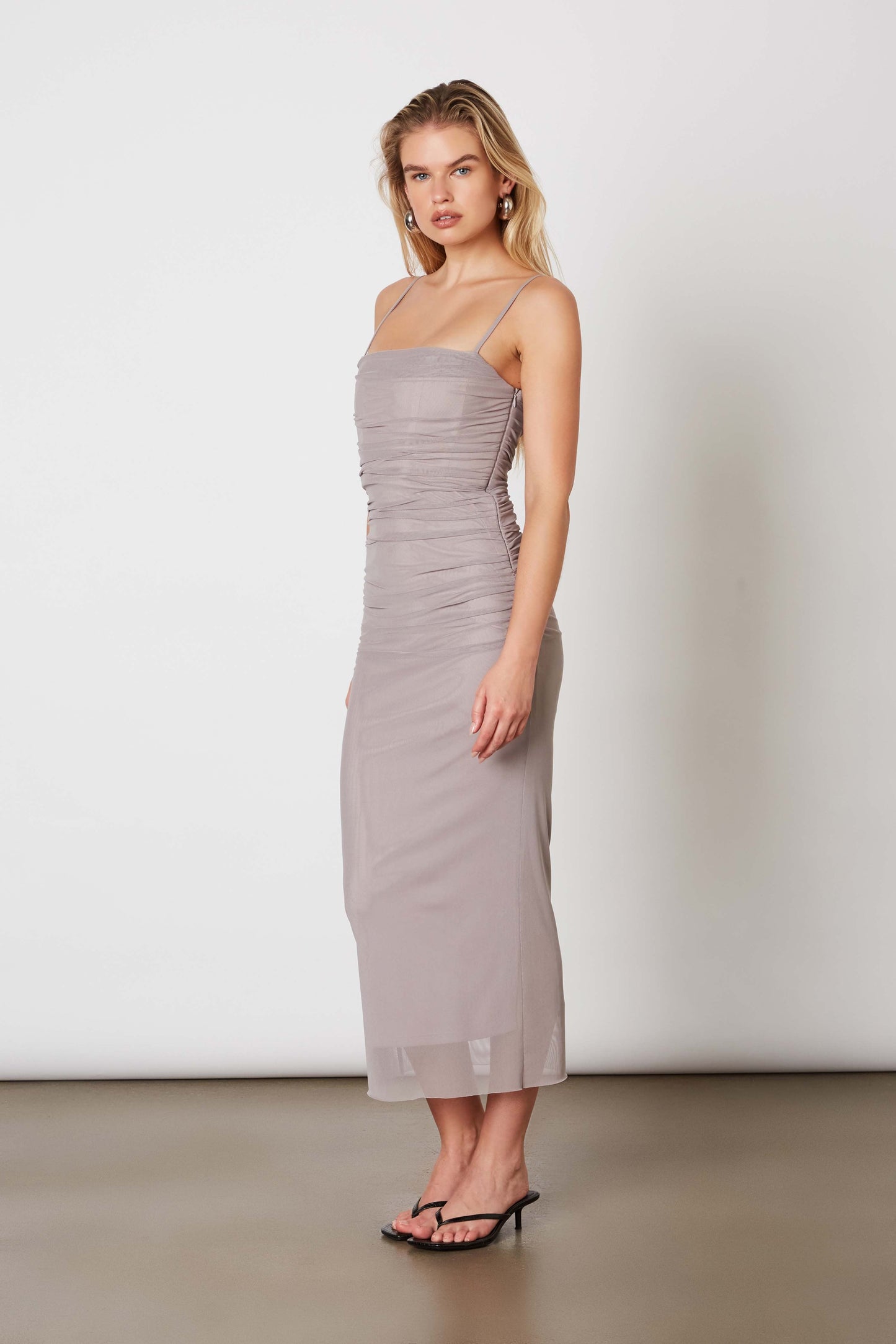 Ruched Mesh Mdid Dress