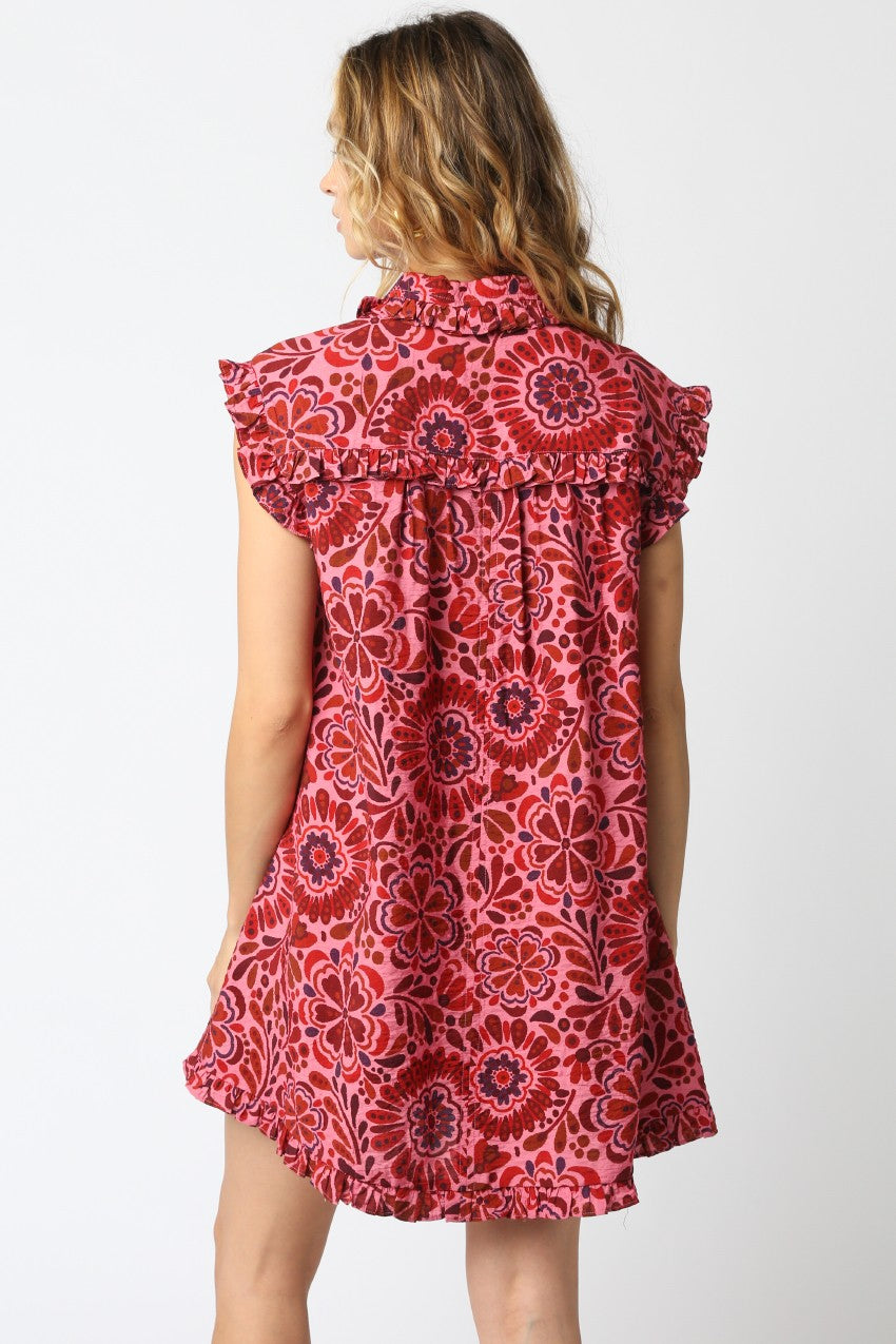Ruffle Sleeve Mini Dress