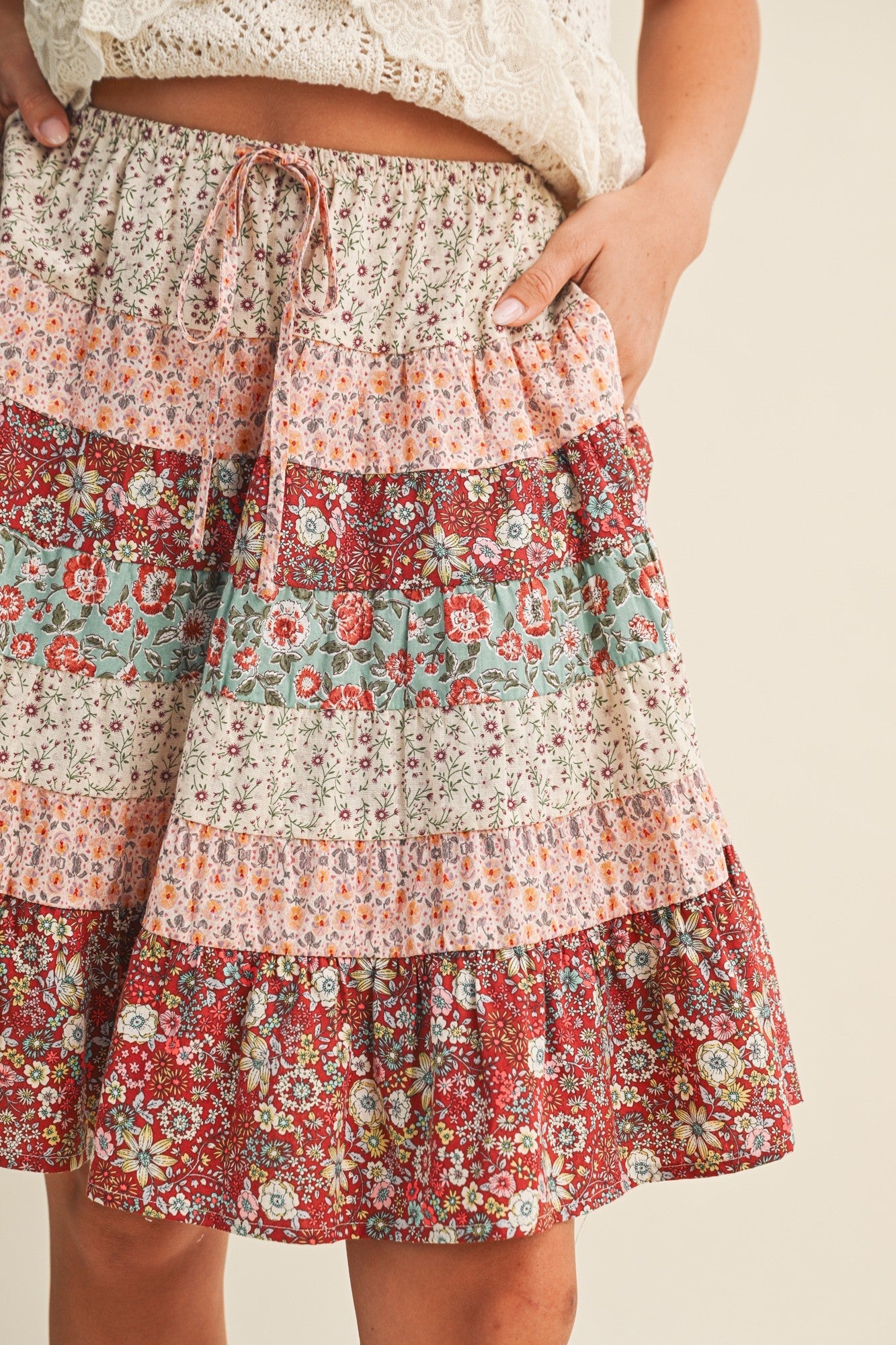 Floral Print A-Line Mini Skirt