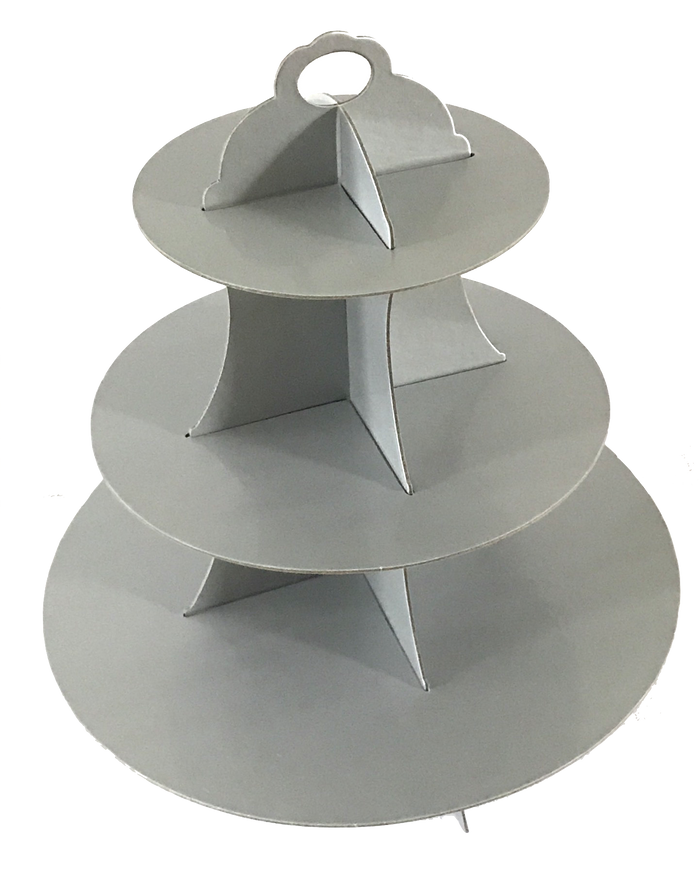 3 Tier Light Grey Cupcake Stand Cardboard Wedding Party