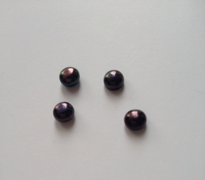 4 pcs Dark Blue Freshwater Round Pearls Slightly Pink Jewelry Making Tools Supplies Beads