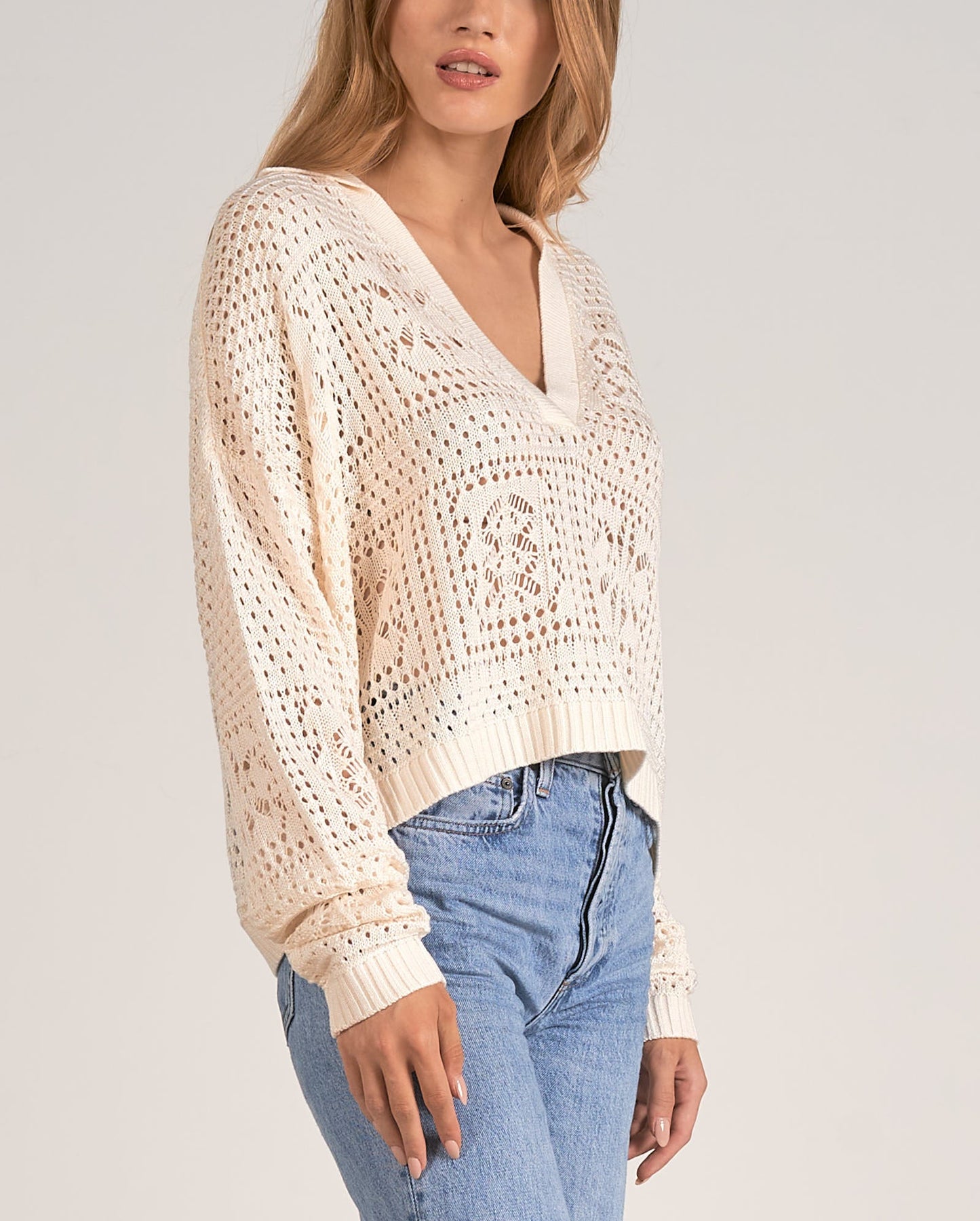 Elan Knit Open Collar Sweater