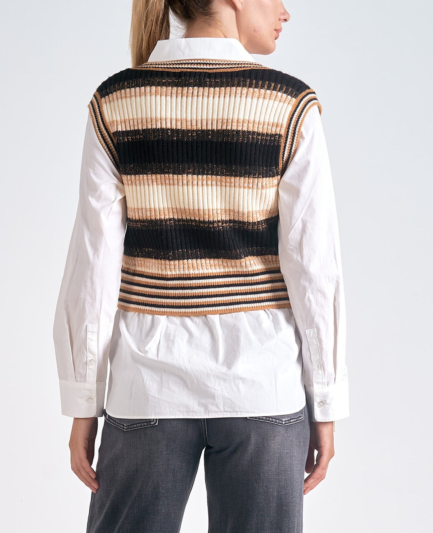Elan Layered Stripe Sweater Top