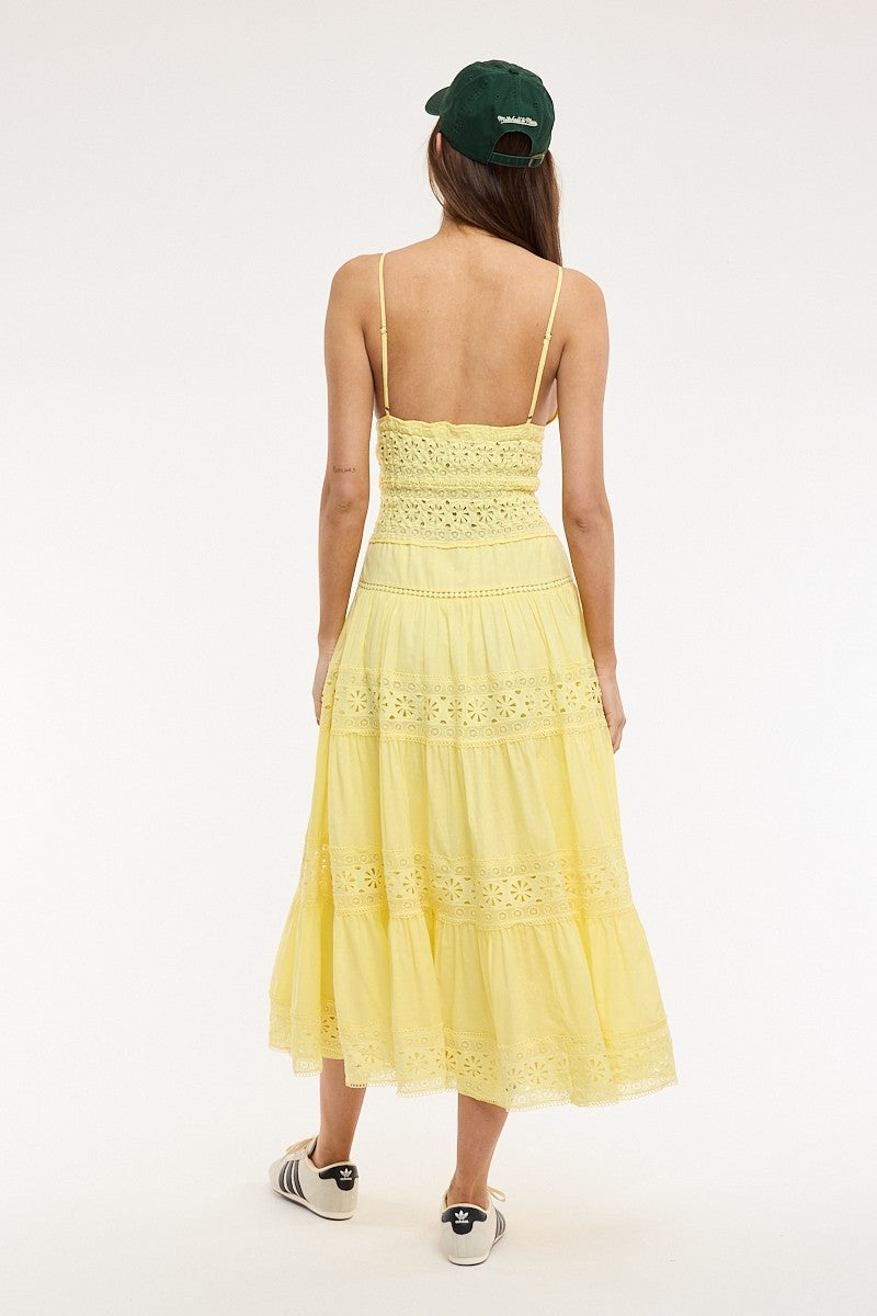 Floral Embroidered Lace Midi Dress