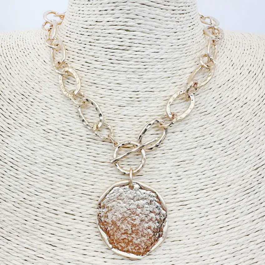 Hammered Coin Charm Necklace