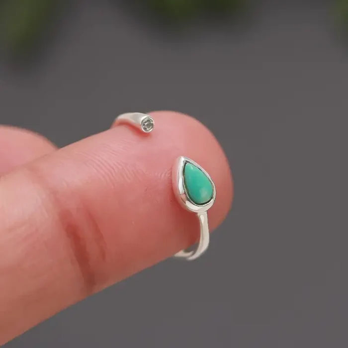 925 Silver Turquoise Open Band Ring #3155