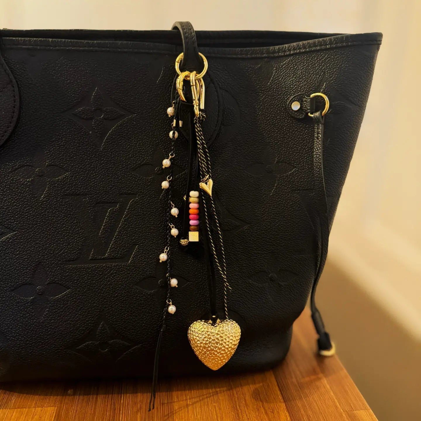 Heart & Bead Bag Charm