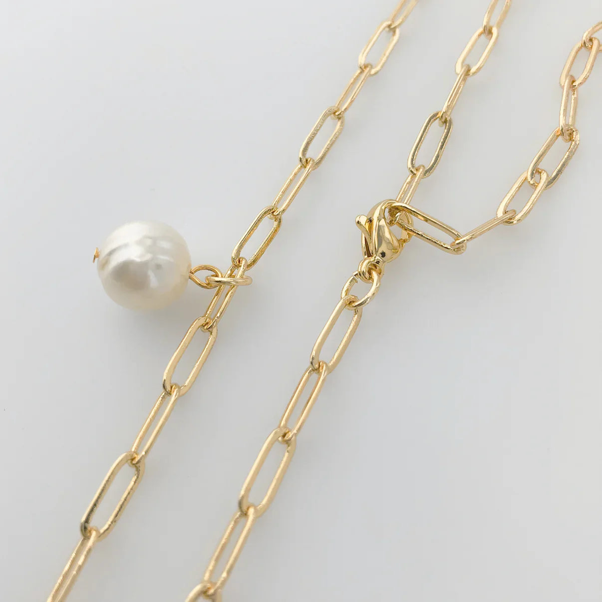 Paperclip Pearl Necklace