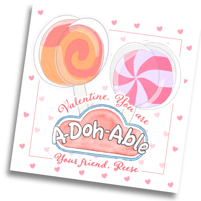 A-DOH-ABLE Lollipop Valentine Card
