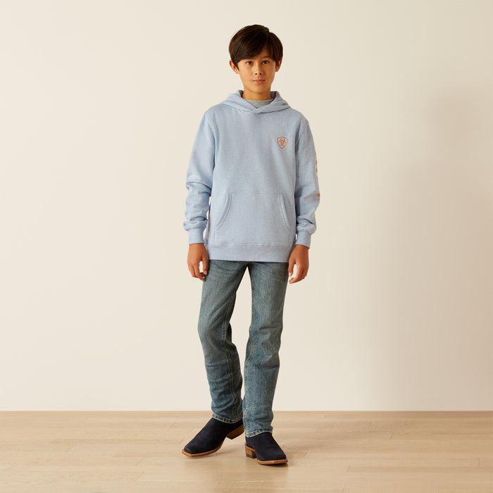Ariat Boy's Light Blue Heather Logo Hoodie 10055412-Painted Cowgirl Western Store