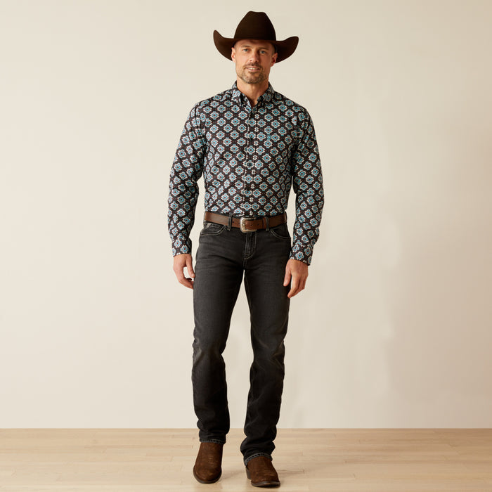 Ariat Men's Paige Black Fitted Long Sleeve Button Western Shirt 10053919-Painted Cowgirl Western Store