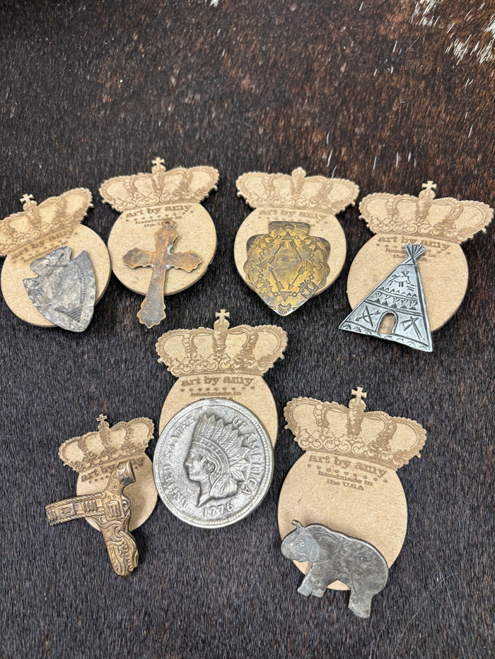 Art By Amy Embossed Metal Western Hat Pins-Painted Cowgirl Western Store