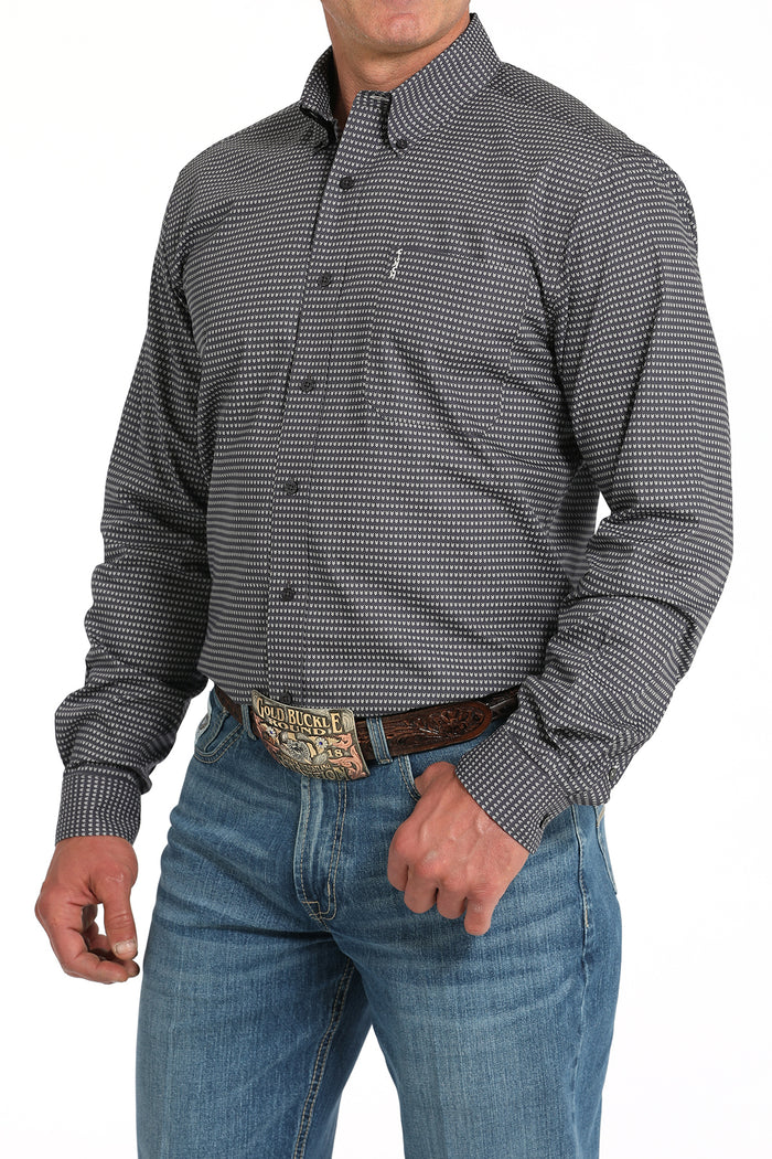 Cinch Men's Grey Geo Print Modern Fit Button Long Sleeve Western Shirt MTW1347130