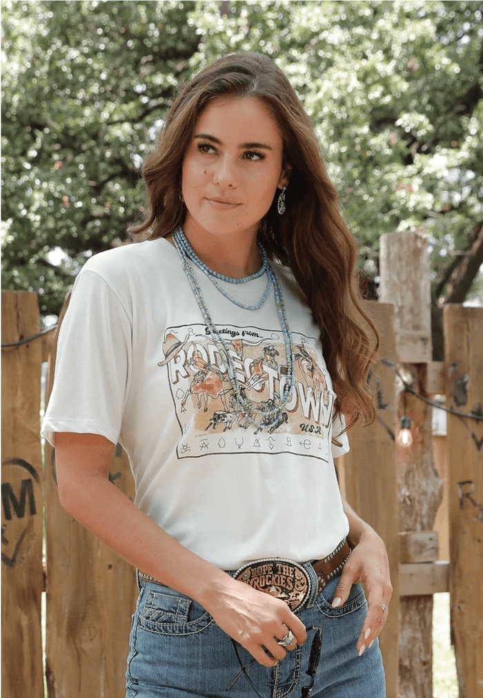 Cruel Denim Women's Cream Rodeo Town Tee CTT7385014