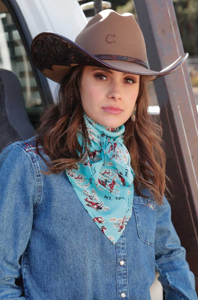 Cruel Denim Women's Light Turquoise Western Ride "Em Print Wild Rag CXX7207026