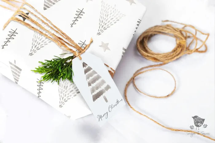 Hand Drawn Trees Christmas Wrapping Paper - Premium Craft Supplies & Tools > Party & Gifting > Packaging & Wrapping from Sugar and Spice Invitations - Just $26.10! Shop now at Sugar and Spice Paper
