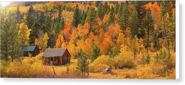 Hope Valley Fall Cabin By Brad Scott - Canvas Print-20.000" x 7.750"-Lake Tahoe Prints