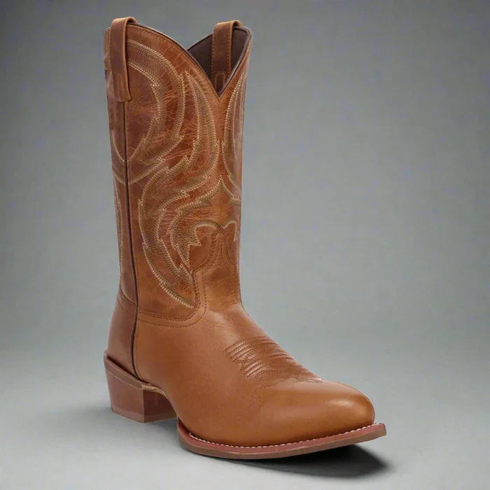 Laredo Men's Brown Novak Leather Medium Round Toe Western Cowboy Boots 70011