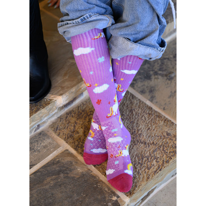 Lucky Unicorns Purple Performance Boot Socks