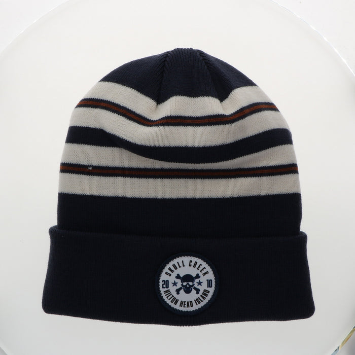 Navy Color Bar Beanie