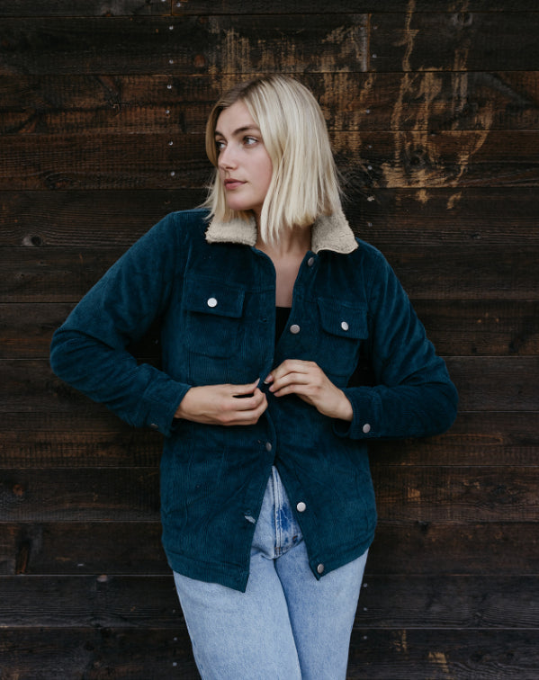 Outback Trading Co Women's Turquoise Georgia Corduroy Jacket Coat 42195-TUR