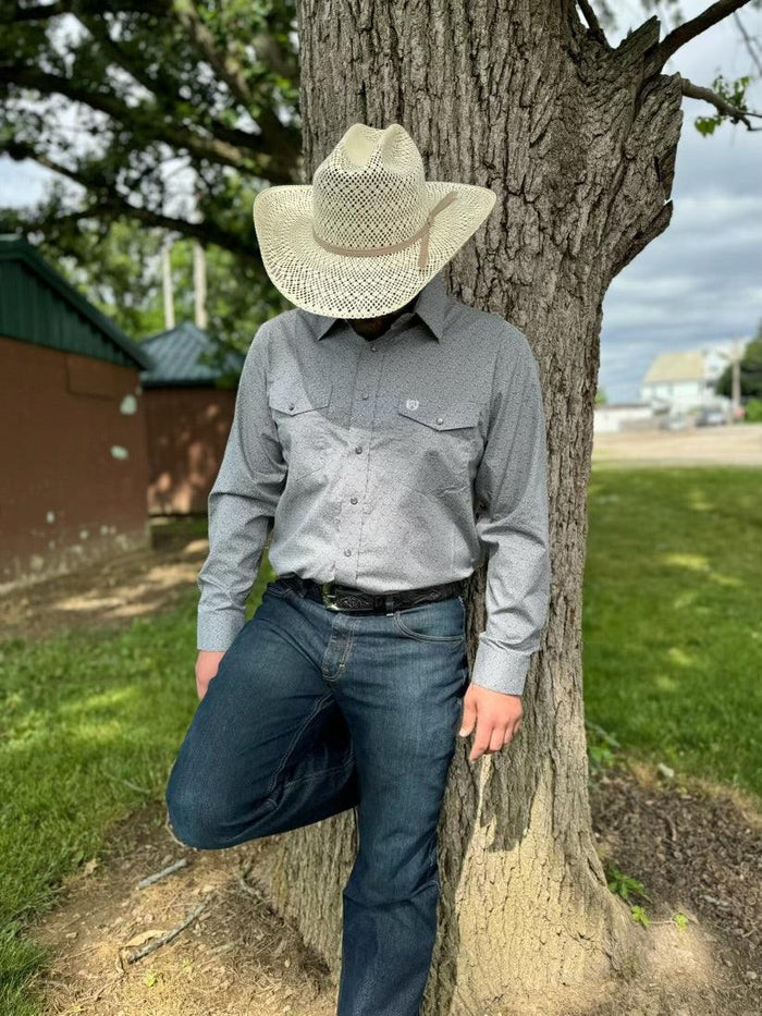Panhandle Men's Select Grey Print Long Sleeve Shirt PXN2S03782 PMN2S03782-Painted Cowgirl Western Store