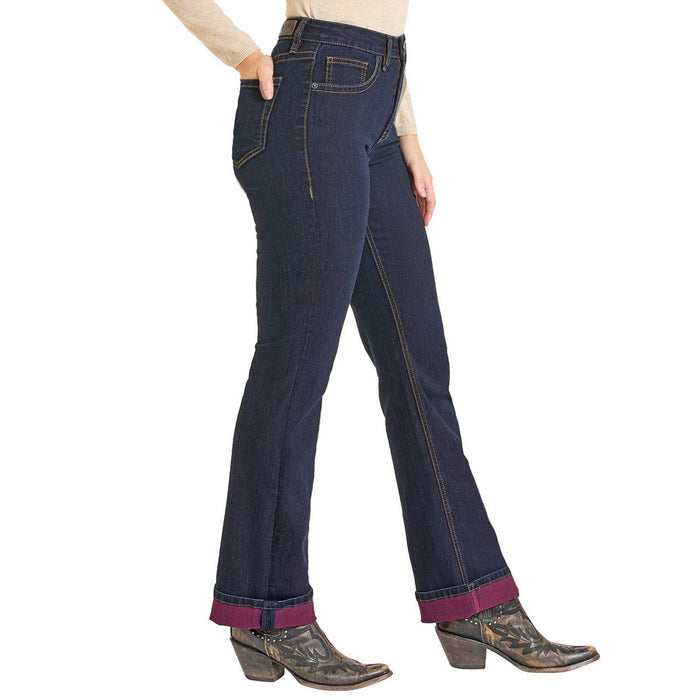 Rock & Roll Cowgirl Women's Flawless Fit Pink Inside High-Rise Bootcut Jeans BW4HD07201