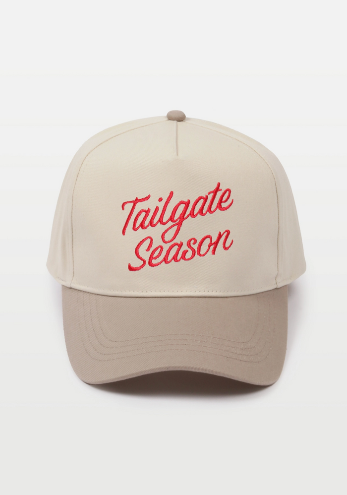 "Tailgate Season" Two-Tone Baseball Cap, Beige/Cream