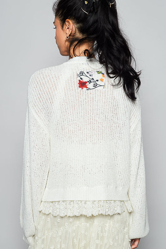 Lace Ruffle Button Up Cardi