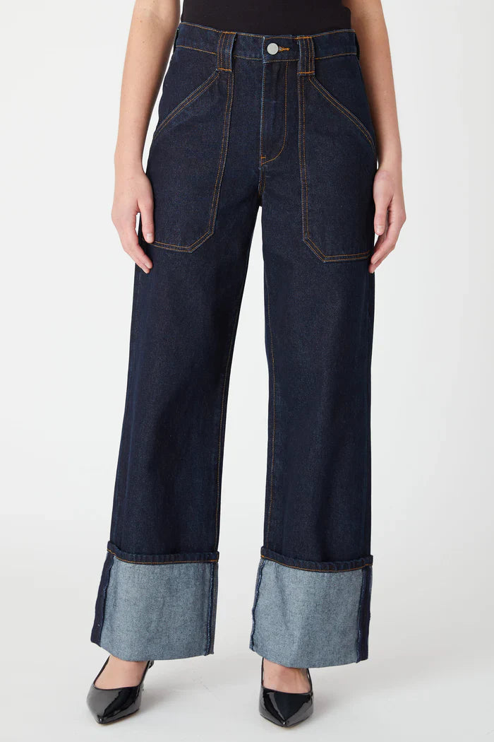 Blank Deep Wide Cuffed Utility Wide Leg Jean