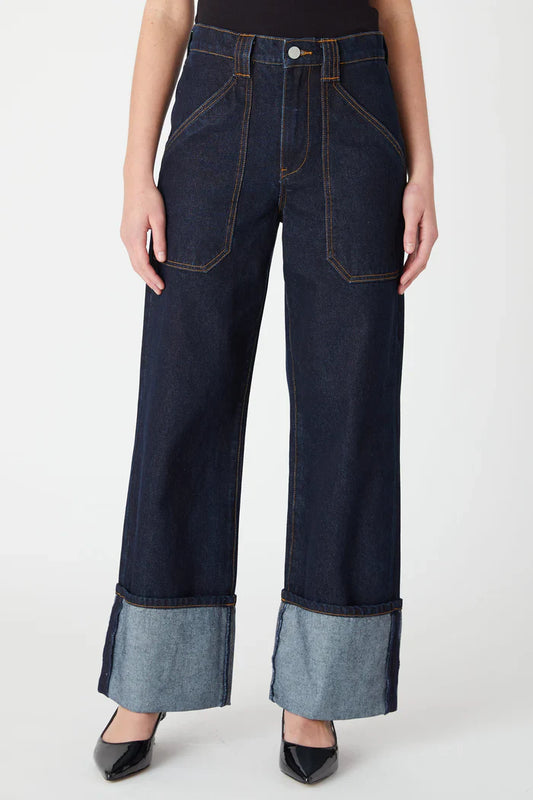 Blank Deep Wide Cuffed Utility Wide Leg Jean