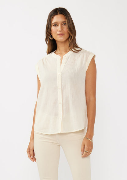 Rolled Cap Sleeve Button Down