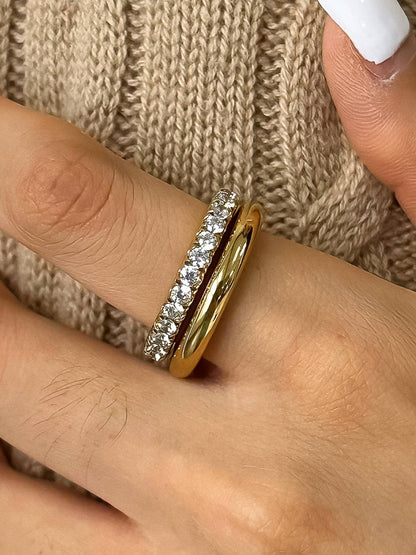 Justine Non-Tarnish Double Stack Rhinestone Ring
