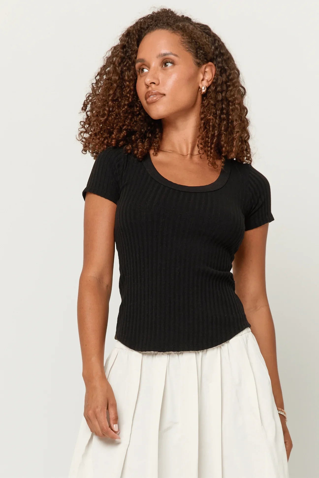 Project Social Julie Scoop Neck Sweater Rib Tee
