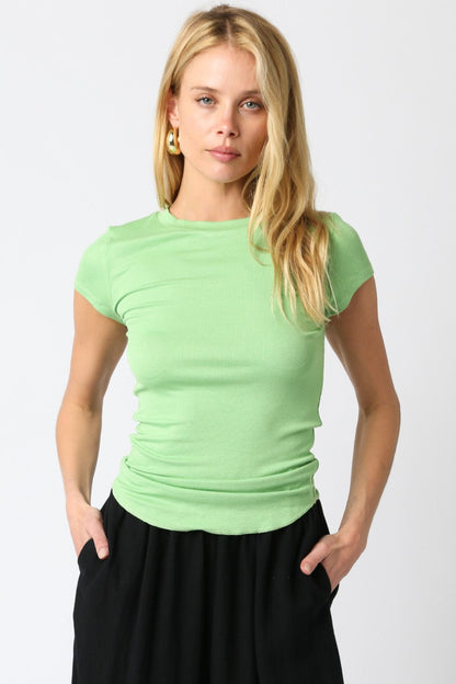 Ribbed Cap Sleeve Tee