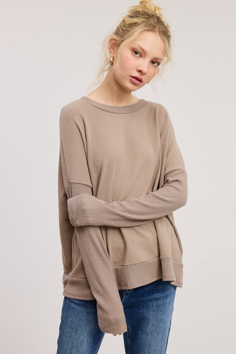 Brushed Round Neck Pullover