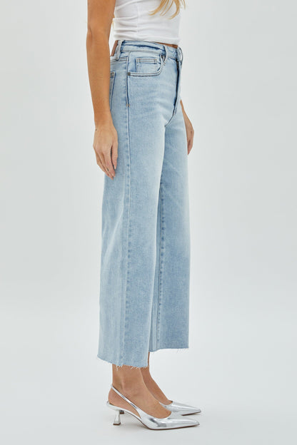 Hidden Light Wash Crop Wide Leg