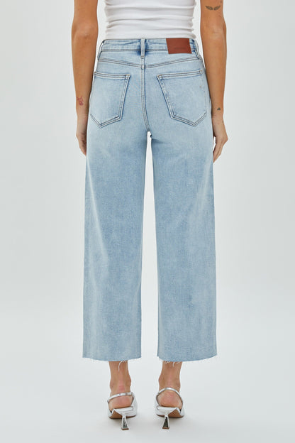 Hidden Light Wash Crop Wide Leg