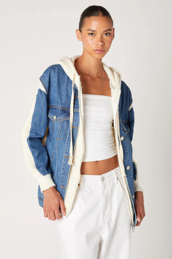BLANK NYC Denim with Sweater Detail Jacket