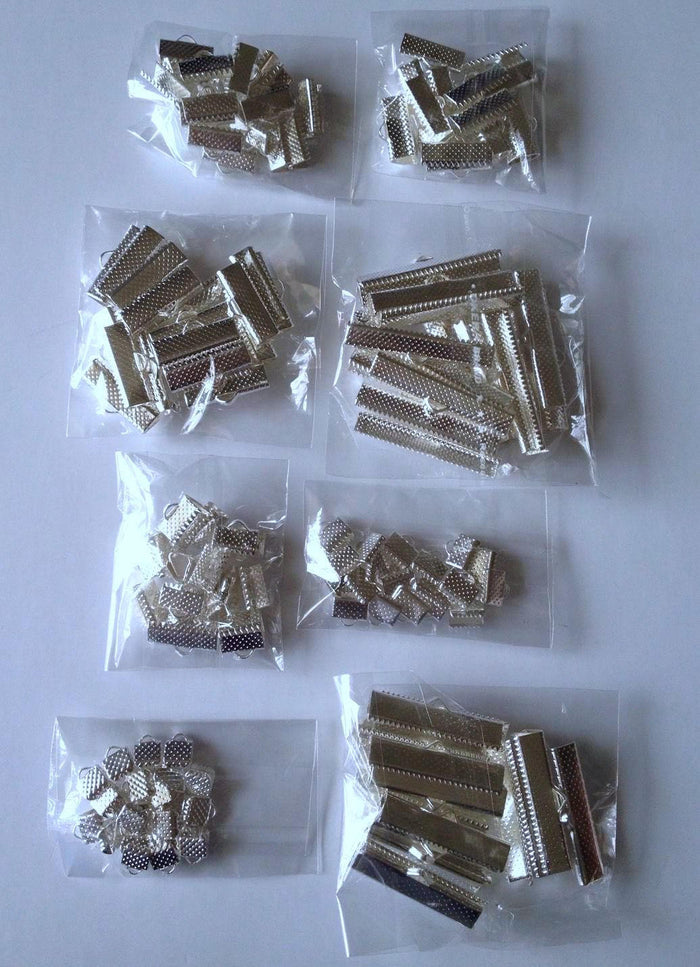 160 Silver Plated Necklace Bracelet Ribbon Crimp Ends Bead Caps Clasp Cord End Clasps Crimp B