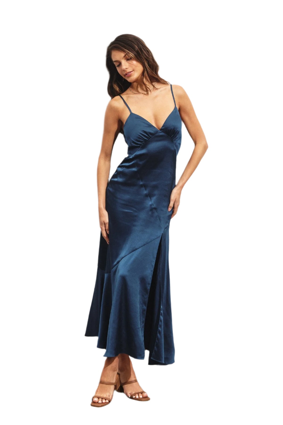 Satin Midi Slip Dress