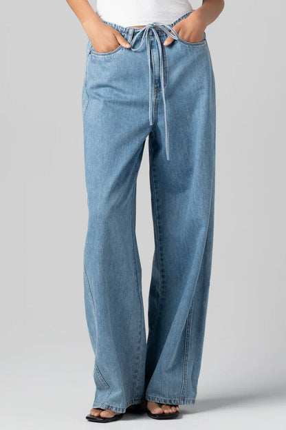 Blank NYC Passing Time Wide Leg Tie Waist Jean