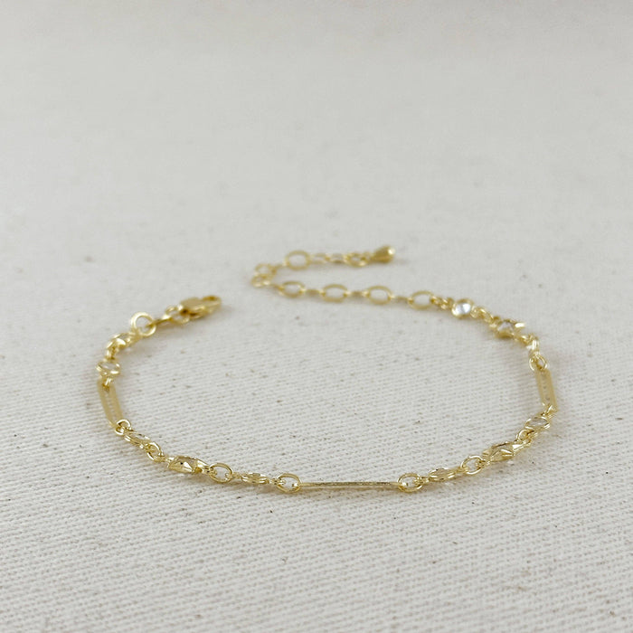 18k Gold Filled Paperclip And Stars CZ Bracelet