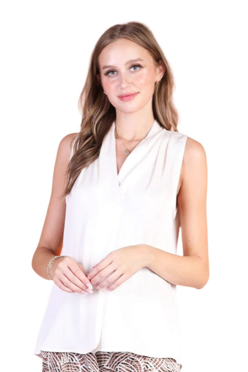 Pleated Sleeveless Blouse