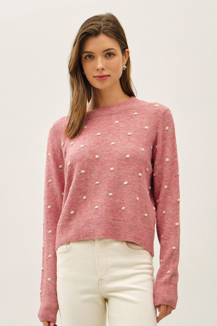 Dotted Knit Crewneck Sweater