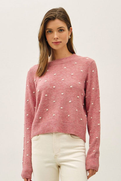 Dotted Knit Crewneck Sweater