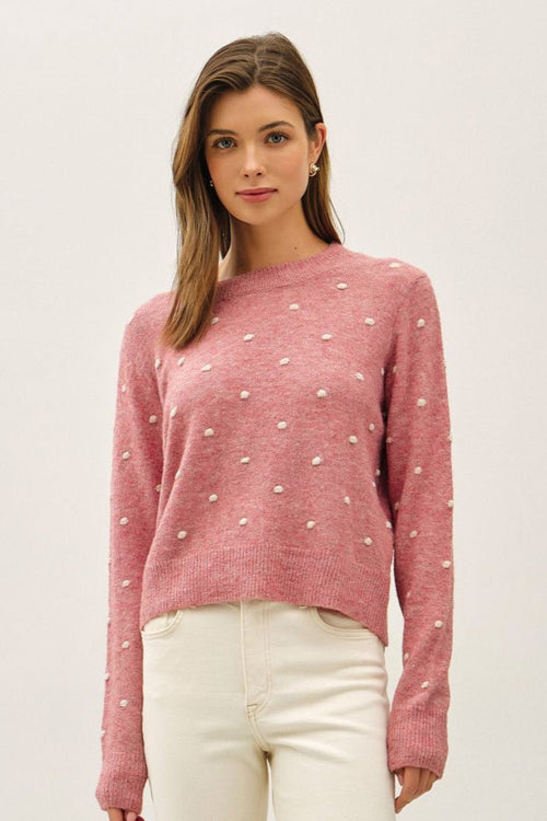 Dotted Knit Crewneck Sweater