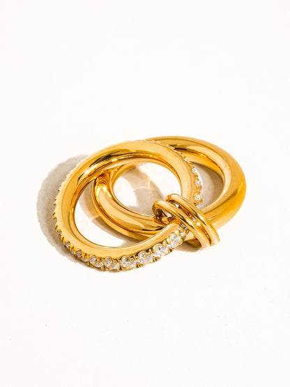 Justine Non-Tarnish Double Stack Rhinestone Ring