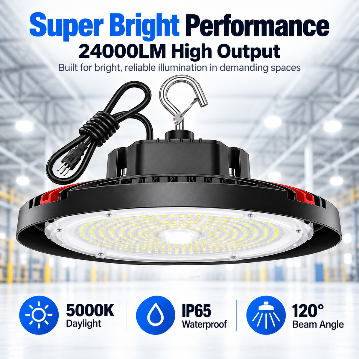 160W UFO LED High Bay Light – 24,000LM 5000K Daylight