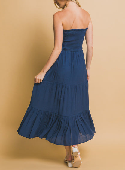 Nell Belted Strapless Maxi Dress